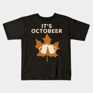 It's Octobeer Funny Autumn Fall Beer Dry Leaf Design Kids T-Shirt